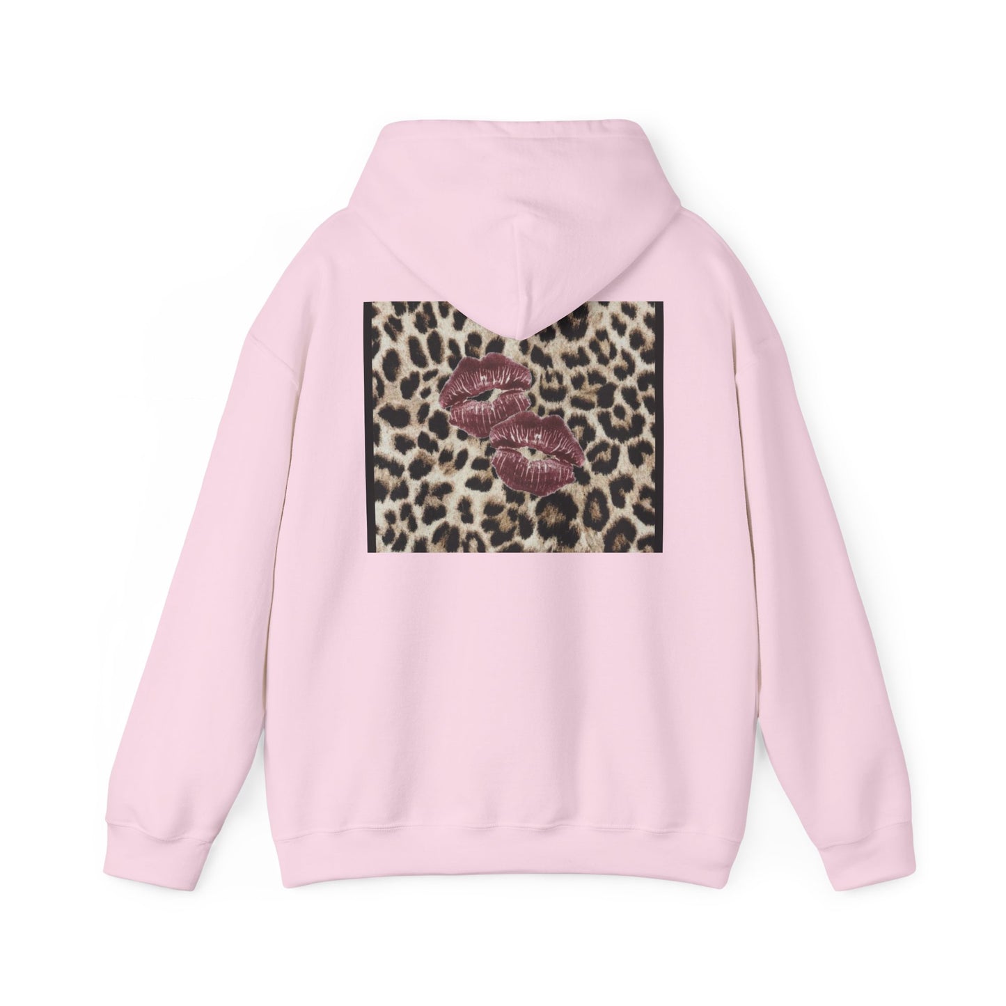 Leopard Print Love Hoodie - Unisex Heavy Blend™ Sweatshirt with Kiss Design