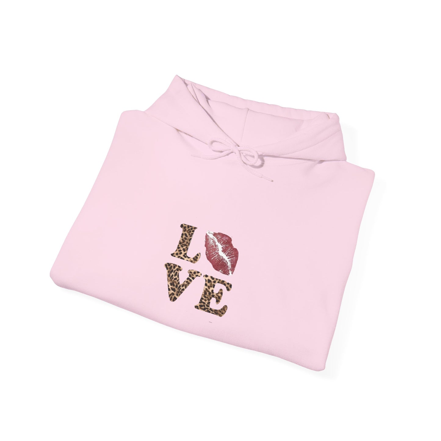 Leopard Print Love Hoodie - Unisex Heavy Blend™ Sweatshirt with Kiss Design