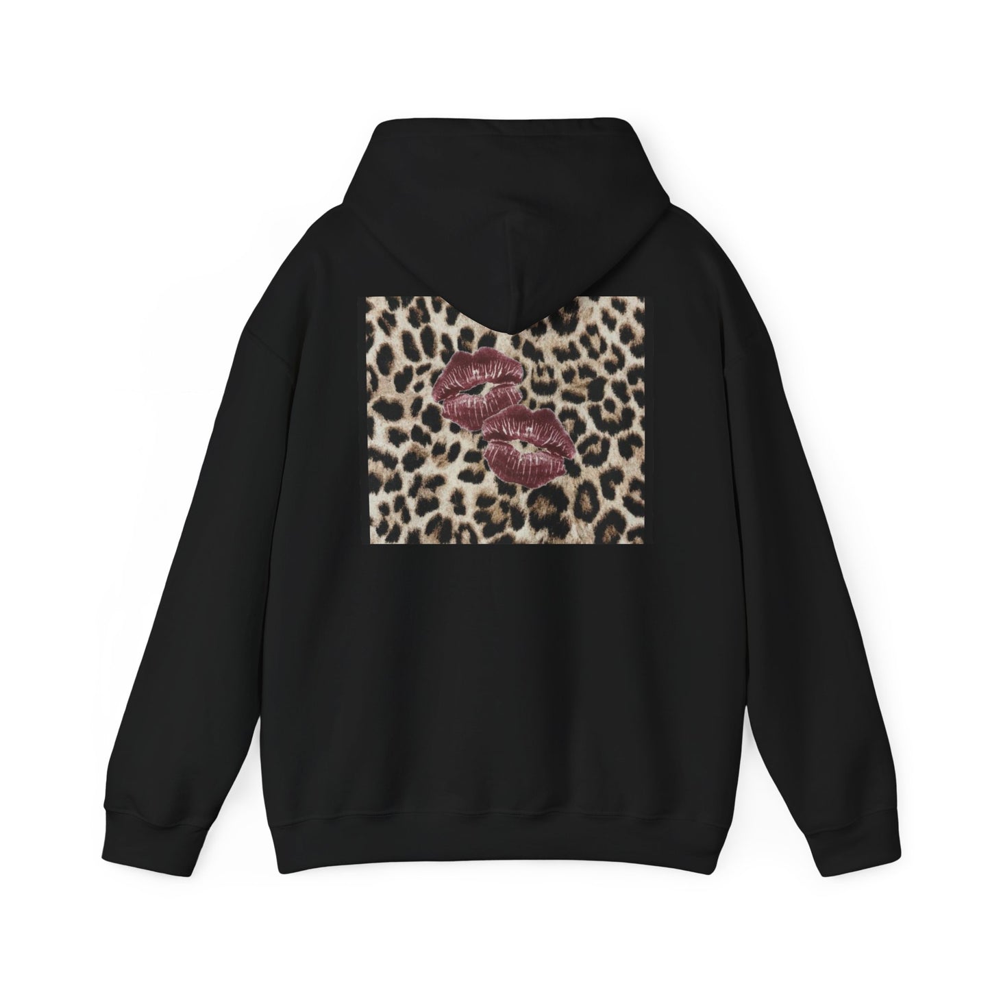 Leopard Print Love Hoodie - Unisex Heavy Blend™ Sweatshirt with Kiss Design