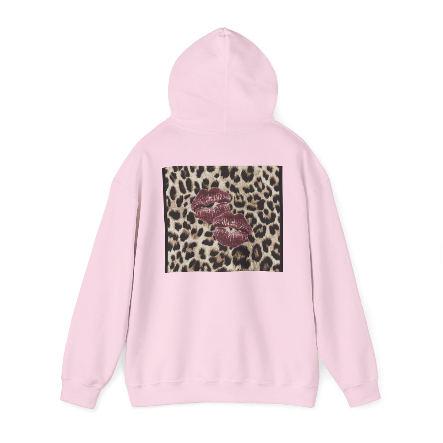 Leopard Print Love Hoodie - Unisex Heavy Blend™ Sweatshirt with Kiss Design