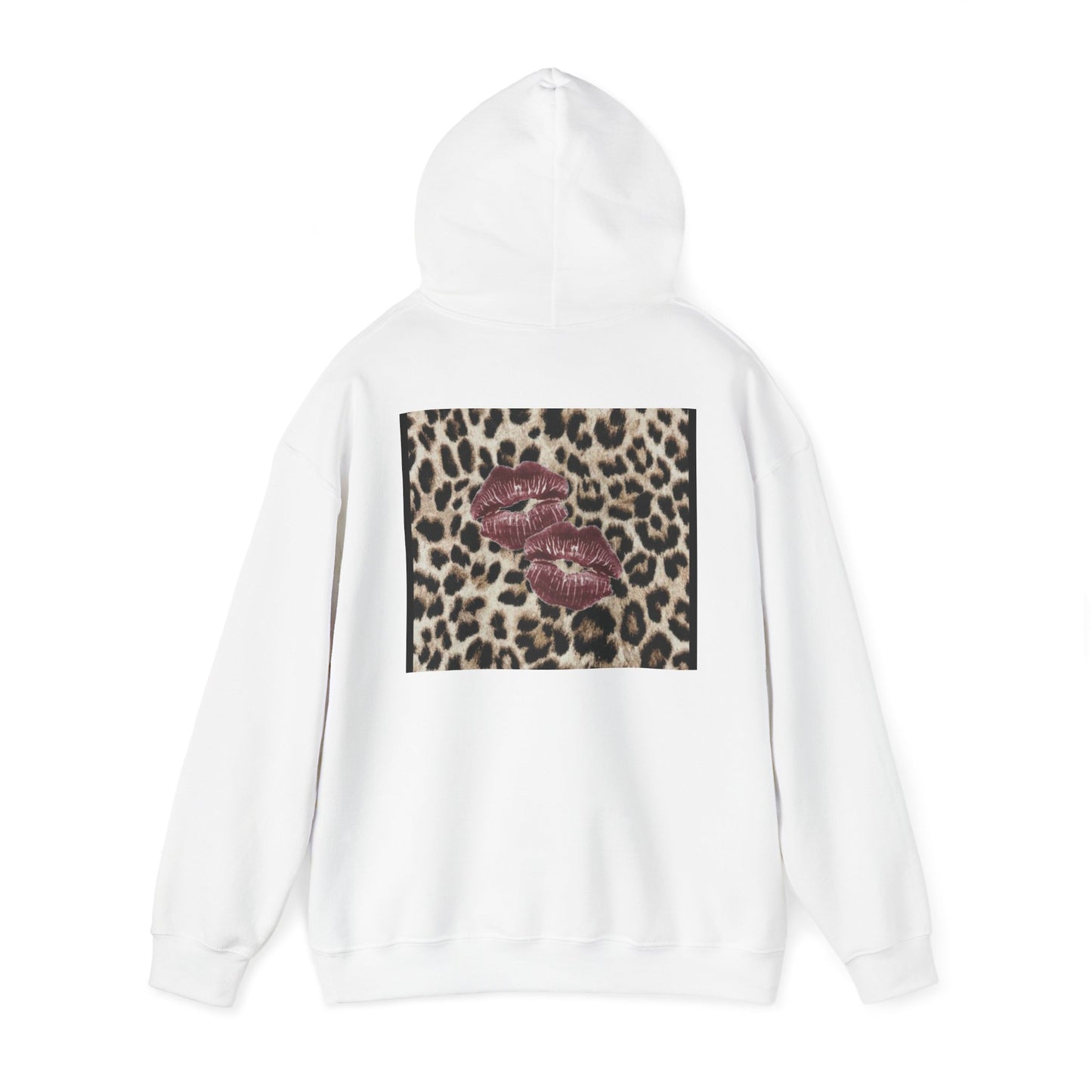 Leopard Print Love Hoodie - Unisex Heavy Blend™ Sweatshirt with Kiss Design