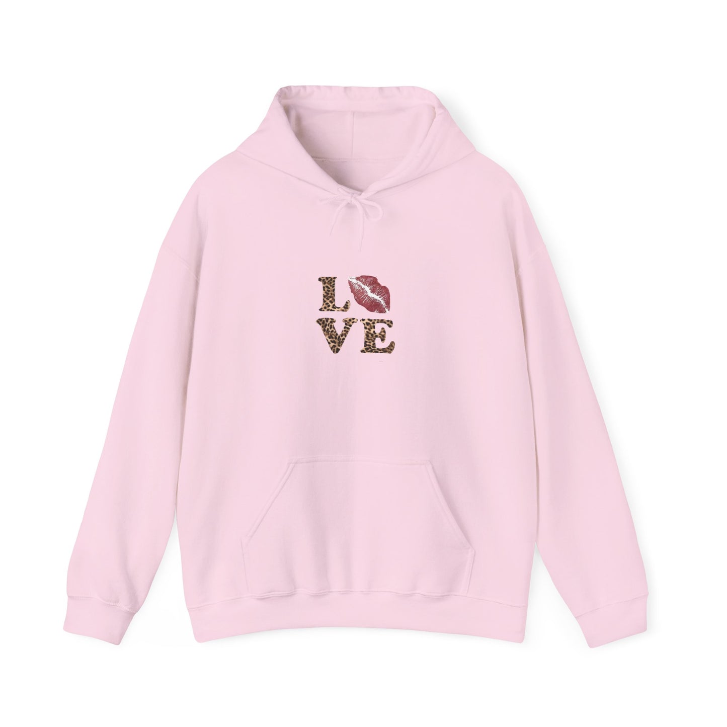 Leopard Print Love Hoodie - Unisex Heavy Blend™ Sweatshirt with Kiss Design