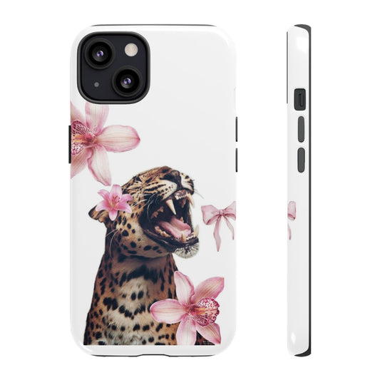 Tough Cases - Floral Jaguar Phone Case, Stylish and Durable Protection