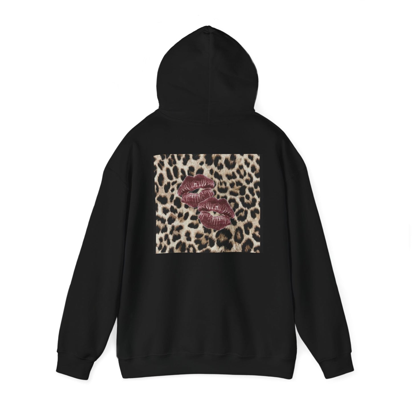 Leopard Print Love Hoodie - Unisex Heavy Blend™ Sweatshirt with Kiss Design