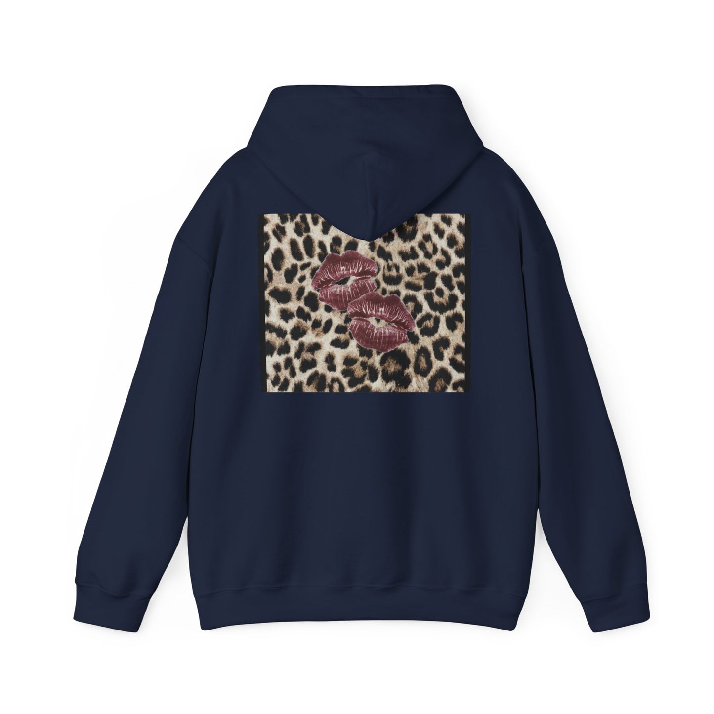 Leopard Print Love Hoodie - Unisex Heavy Blend™ Sweatshirt with Kiss Design