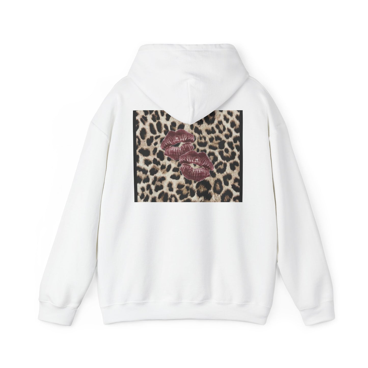 Leopard Print Love Hoodie - Unisex Heavy Blend™ Sweatshirt with Kiss Design