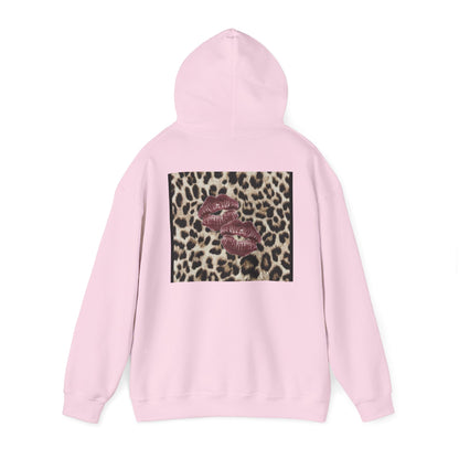 Leopard Print Love Hoodie - Unisex Heavy Blend™ Sweatshirt with Kiss Design